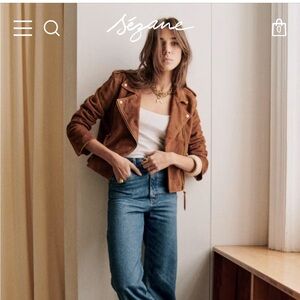 Sézane Zig Camel Suede Jacket